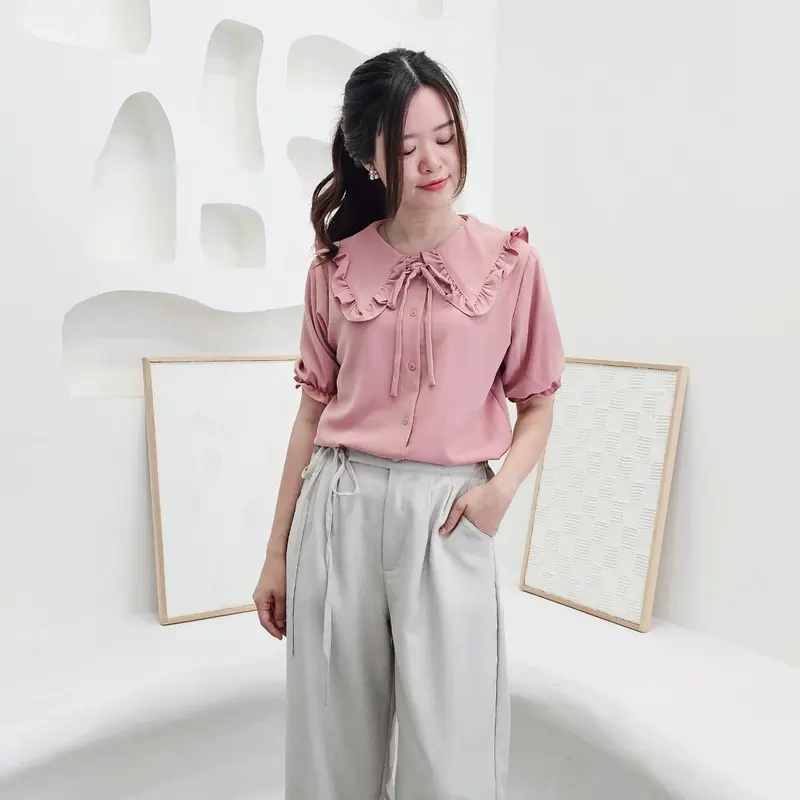 Naeun Blouse Pita Top Atasan Tangan Pendek Wanita 1