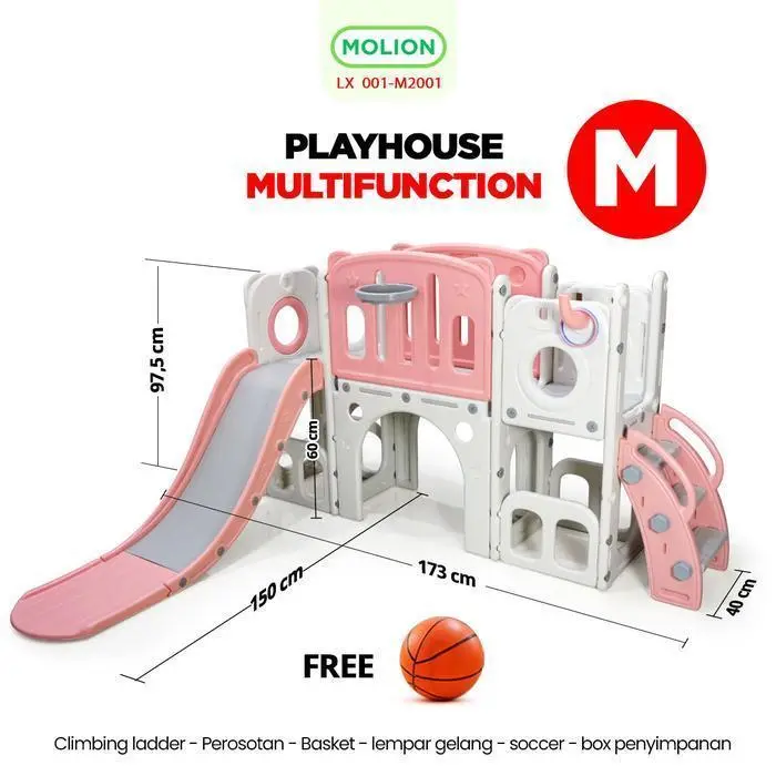 Playhouse Playground Slide Prosotan Mainan Play House Indoor Outdoor Taman Bermain Anak 001-M2001 - M2001 M