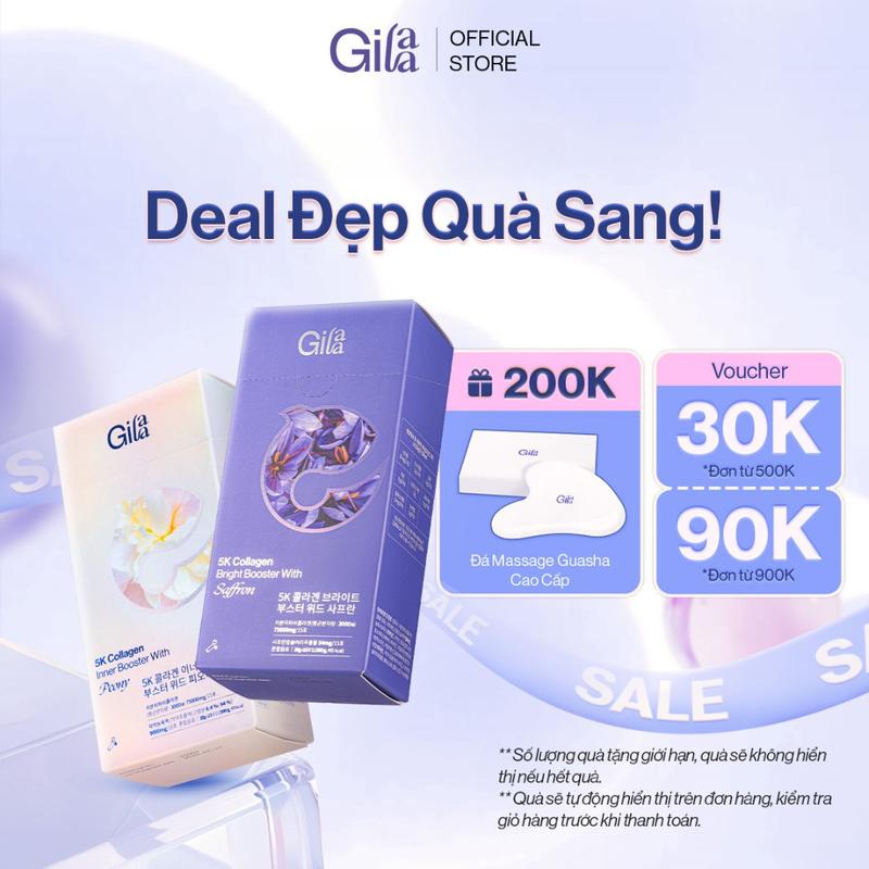 Combo 2 Hộp - Thực Phẩm Bổ Sung Gilaa Collagen 5K Inner Booster With Saffron (20g x 15 gói)- Dạng Nước