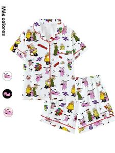 Conjunto de pijama de dibujos animados Courage el perro cobarde, ropa de dormir holgada de manga corta, cómoda para usar fuera, regalo perfecto