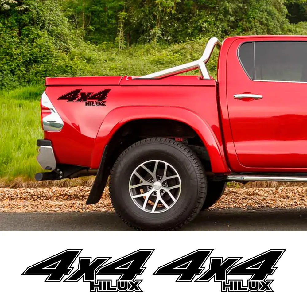 2Pcs/Set Car Stickers Pickup Rear Tailgate Side Decal For Toyota Hilux Vigo Revo Off Road 4x4 Graphic Vinyl Letter Cover Auto Accessories