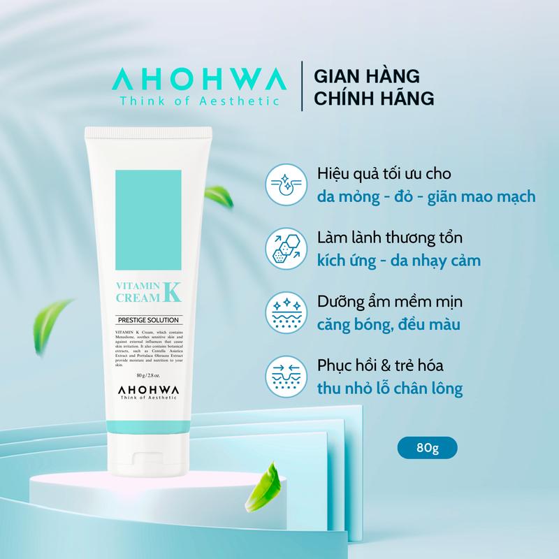AHOHWA Kem Dưỡng Phục Hồi Ahohwa Vitamin K Cream 80g Chính Hãng Hàn Quốc Giúp Da Mỏng Đỏ Giãn Mao Mạch Chữa Thương Tổn Da Kích Ứng Nhạy Cảm