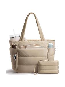 Bolso de una sola correa, textura esponjosa y diseño a la moda; tote ligero y práctico, minimalista, con múltiples capas y bolsillos. Ideal para estudiantes, fiestas y oficina.