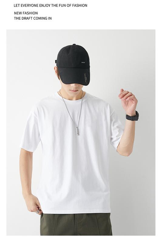 Product Introduction of EDC American Streetwear Heavyweight 230g Short Sleeve T-shirt Unisex Ins Basic Solid Color Undershirt 8