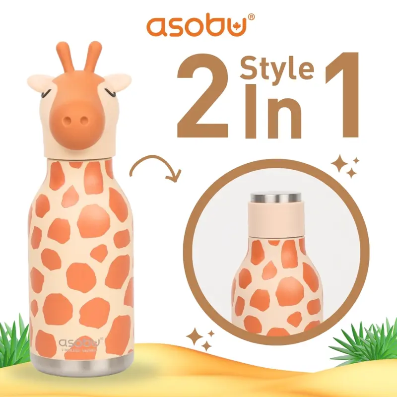 Botol Minum / Tumbler / Termos Stainless Steel - ASOBU Bestie Bottle 460ML - Girrafe 1