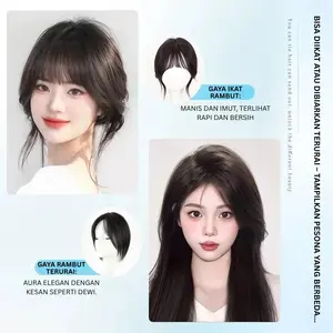 J3 - Cenlana Hair Clip Poni Natural Wig Hair Top Rambut Palsu- Jepit Rambut Tambahan 360° Menutupi Sempurna, Natural Seperti Rambut Sendiri