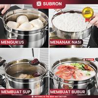 Gambar [EKSKLUSIF CECEKETARKETIR] SUBRON Panci Steamer 26cm Model Jepang Kukus Nasi Sup Makanan Tinggi Multifungsi Stainles Steel - 26 CM dari SUBRON KITCHENWARE Kab. Bandung 3 Tokopedia