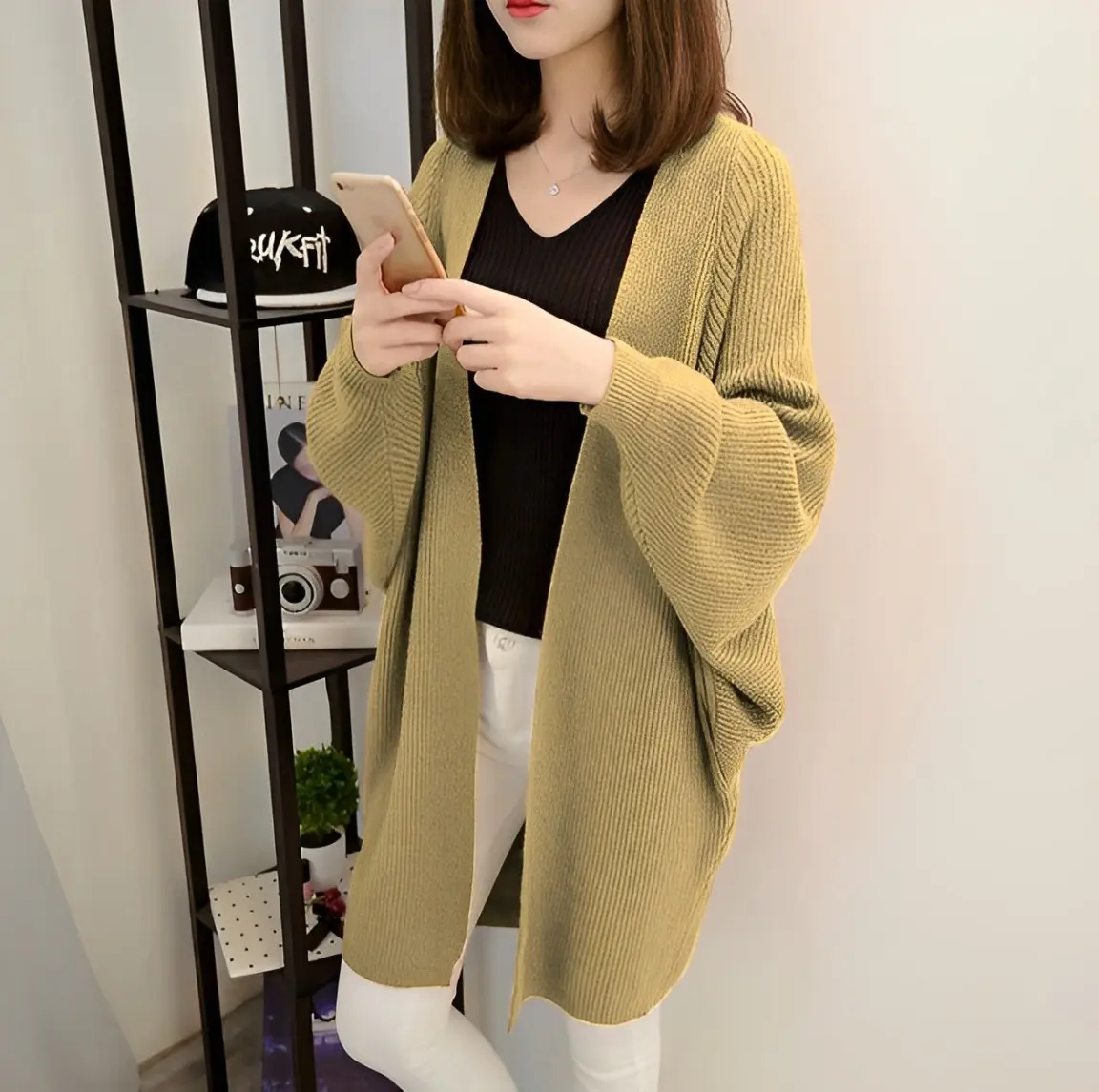 MS Cardigan Rajut Scarlet Ld 120 - 130 cm P 85 cm B 300 gr Cotton Acrylic #4509