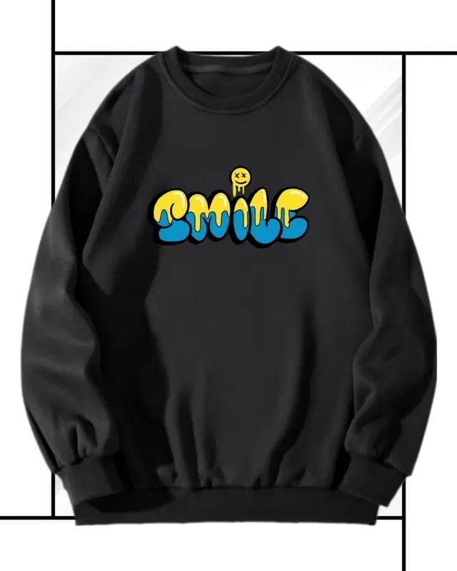 Sweater Crewneck Smile Grafiti Untuk Anak Laki-Laki Dan Perempuan Uisa 4 - 15 Tahun  Fashion 0
