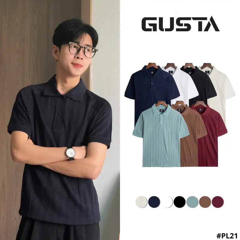 GUSTA - PL21 - Polo Cao Cấp GUSTA Phong Cách Trẻ Trung Basic phối Raglan, Chất Liệu vải dệt kim 0