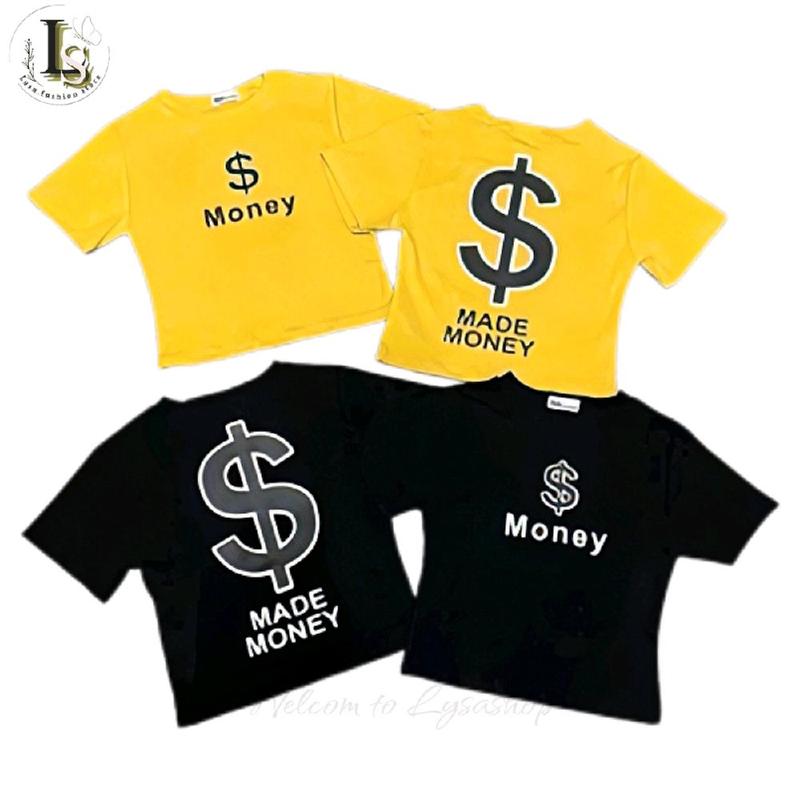 Áo Thun Croptop Thun Borip In Hình Hai Mặt "Money" Tay Ngắn Cổ Tròn Form Basic Dáng Ngắn Ôm Body Nữ Women Ao Thun Nữ Mặc Hè Áo Nữ Xinh Áo Rẻ Áo Phông Nữ Ôm Body aothun phoico Áo Phông Nữ Xinh muahe b bl bbt áocổtim