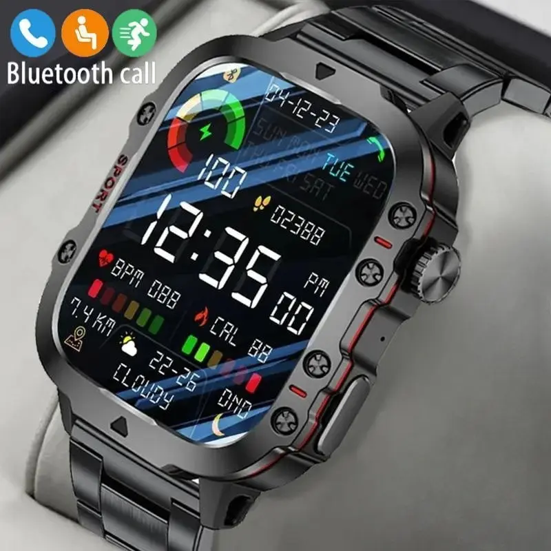 Jam Tangan Pintar Baru 2.01'' Screen Layar HD Panggilan Bluetooth Asisten Suara Olahraga Kebugaran Gelang Pria untuk Android iOS Smart Watch