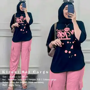 SETELAN CELANA CARGO OVERSIZE POLKA Baju Wanita