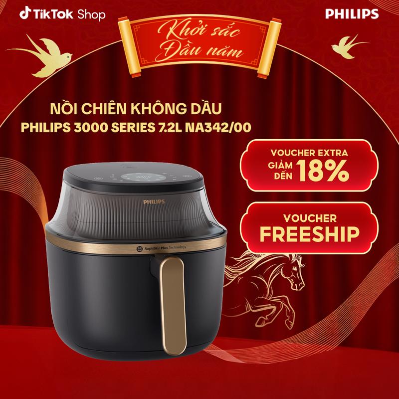 SIÊU SALE Nồi Chiên Không Dầu Philips NA342 00 7.2L Công Nghệ RapidAir Plus Tiết Kiệm Thời Gian & Điện Năng Giữ Món Ăn Ngon