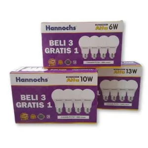 LAMPU HANNOCHS LED BULB ALFA 6W 10W 13W PAKET BELI 3 GRATIS 1 ALFA