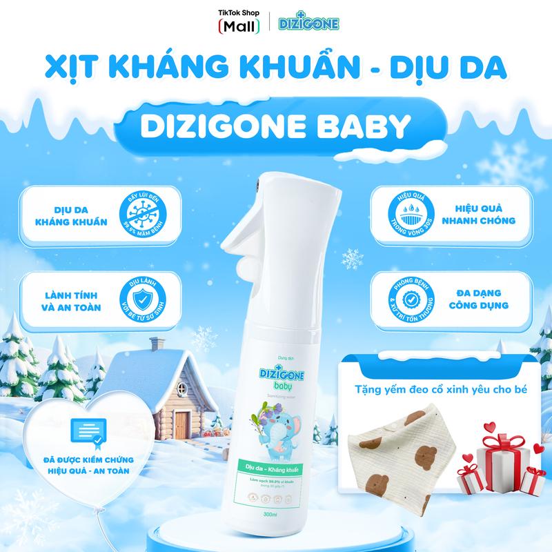   LIVESTREAM DIZIGONE X KOC 1  Xịt kháng khuẩn DIZIGONE Baby 300ml -  Vệ sinh tay chân cơ thể đồ chơi đồ dùng cho bé; phòng bệnh và bảo vệ bé - TẶNG 01 YẾM TAM GIÁC CHO BÉ 