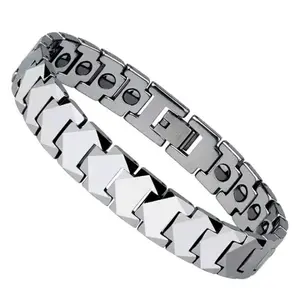 Gelang Tungsten Bio Magnet Germanium Terapi Pria & Wanita Cramik Silver Oryginal bracelet