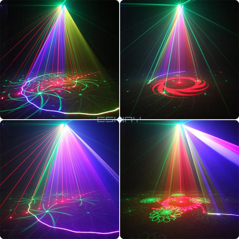 Product Introduction of ESHINY 800mW 2in1 RGB Laser Beam RG 64 Patterns Stage Disco Light DJ Scanner DMX512 Dance Bar Party Holiday Christmas Colorfull Effect System Show X4 30