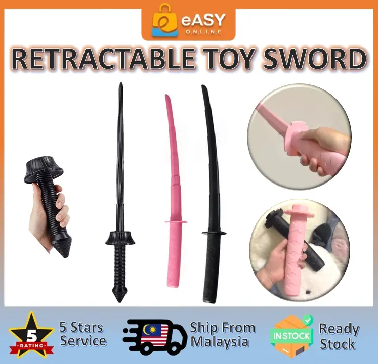 eASY. Retractable Toy Sword Knife Samurai Katana Plastic Gravity Swing 3D Printed Carrot Toys Spiral Knife Outdoor