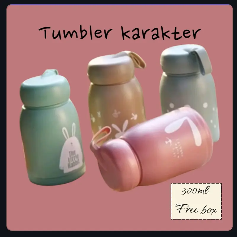 1 pcs botol kaca 330 ml/botol kaca motif rabbit/botol beling rabbit mini/Tumbler/Tumbler karakter 3