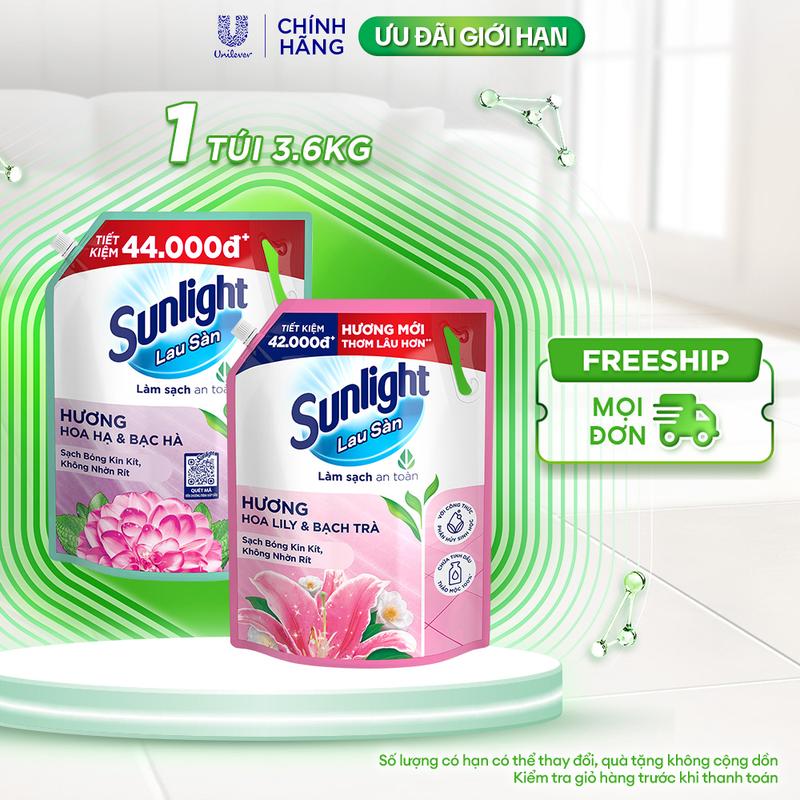 Nước Lau Sàn Sunlight Tinh Dầu Thảo Mộc Sạch Bóng - Túi 3.6 KG