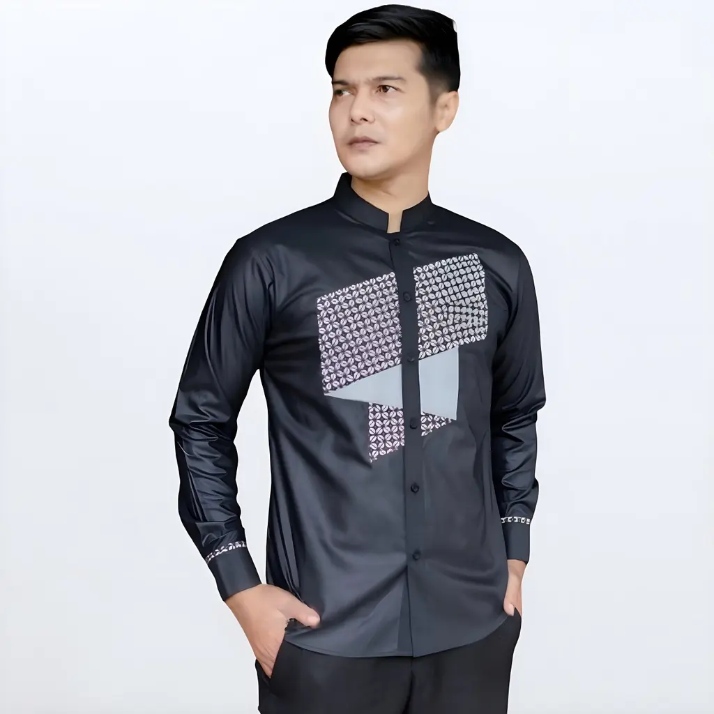 F&R Koko Dewasa Lengan Panjang Motif Razka Kombinasi Batik Terbaru S M L XL