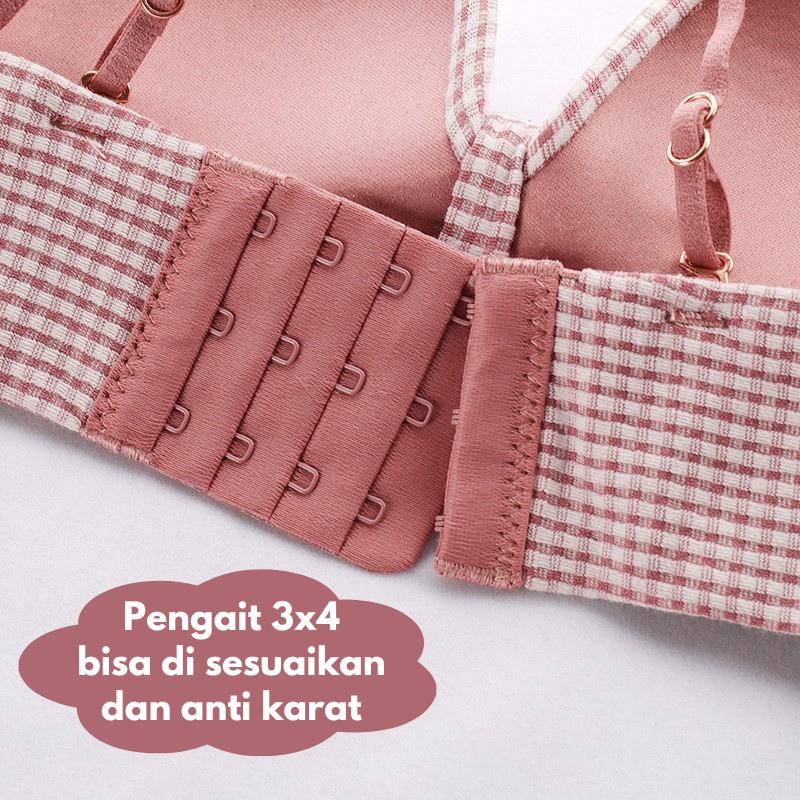Product Introduction of Bra Tanpa Kawat Wanita Motif Kotak Kotak Push up Import Berkualitas (Ala Jepang) 9011 Bh Busa 7