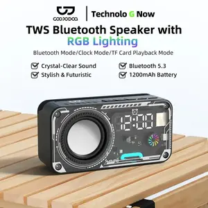 GOOJODOQ Type 2 Futuristic LED Speaker Bluetooth 5.3 Surround Sound System RGB Multifunction Speaker Connect Desktop/Laptop/TV/Mobile Speaker