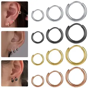 1 Biji Anting Hoop  Batang Tipis Piercing Earlobe standart helix  corn Stainles Stell earrings ( Anting Hoop batang 1.6mm) Jarum Aksesoris Pearl