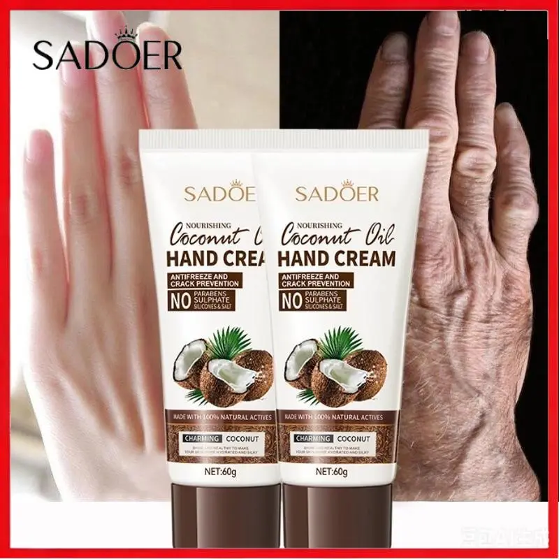 SADOER Krim Tangan Pelembab Kelapa Coconut Oil Krim Tangan Halus Anti Pengeringan-AL tidak lengket Perawatan Hand Mencerahkan Berminyak Kering