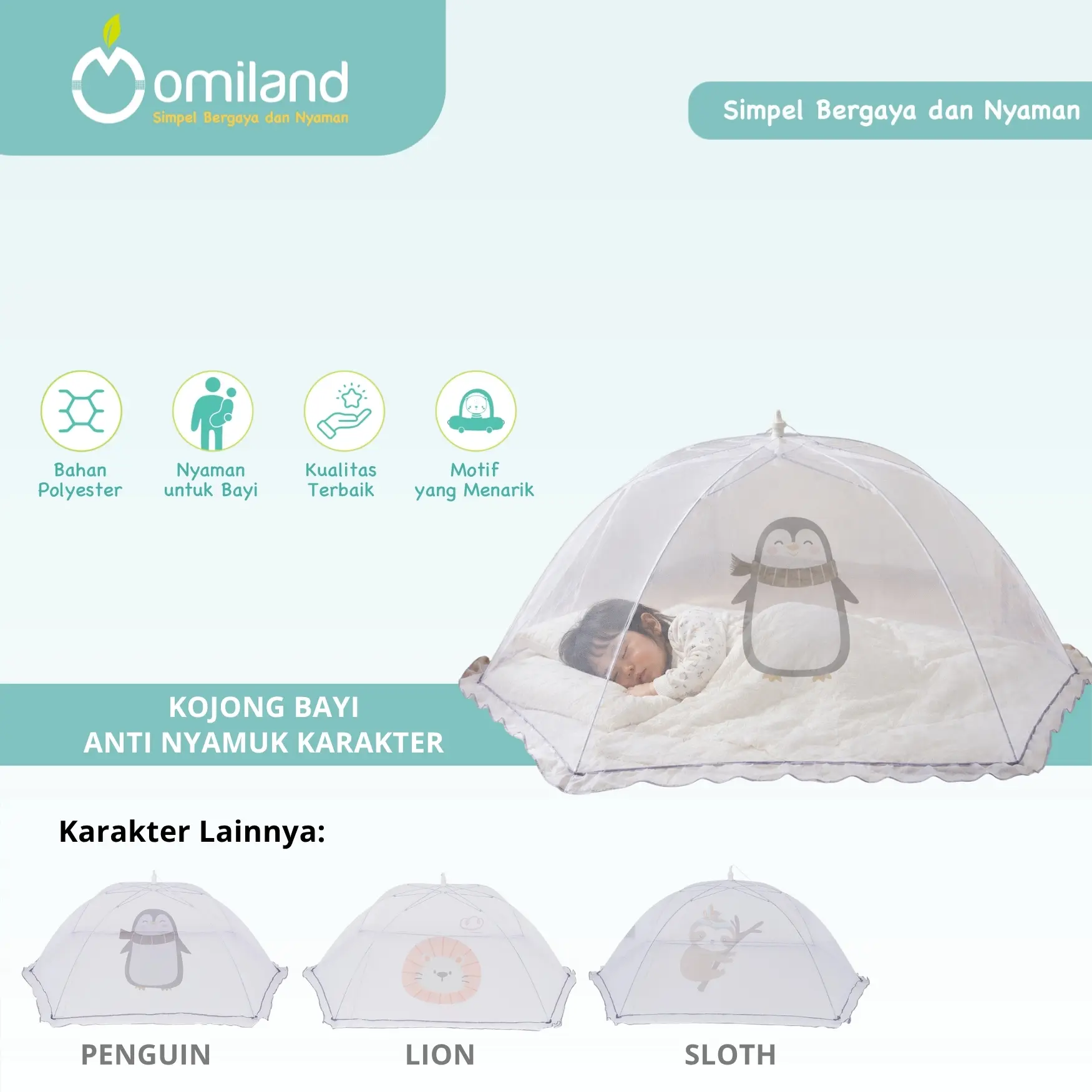 Omiland Kojong/Kelambu Bayi Anti Nyamuk Praktis Karakter