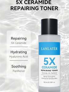 LANLATER Toner Pembetulan Seramida 5X Hydrating & Soothing dengan Ceramide HA Panthenol untuk Kulit Sensitif 100 mL golden skin care