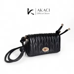 Sling bag wanita mini HANSEL Akaci 14-8501 Bahan scarlet bordir 1 ruang kunci putar muat hp tas selempang murah terbaru