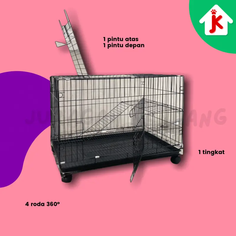 KANDANG HEWAN KUCING ANJING TINGKAT UKURAN JUMBO BESI LIPAT 78 x 47 x 54 3