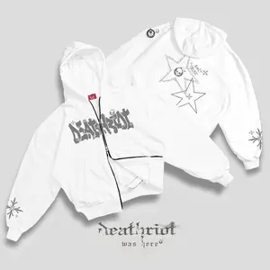 DTRT - Hoodie Boxy Double Zipper Oversized Putih Jaket Sweater Couple Kalcer Unisex - DT