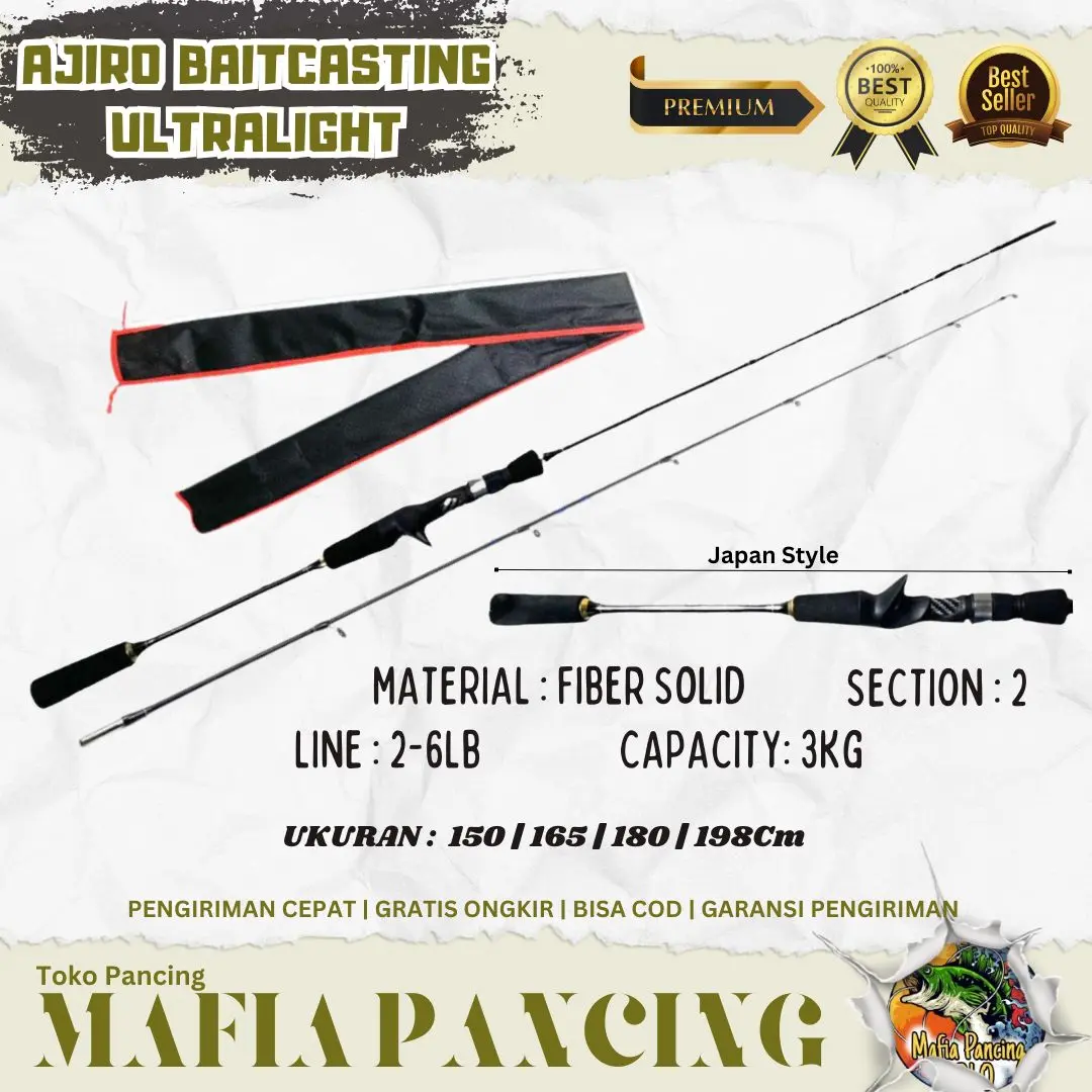 joran pancing BC ul ultralight ajiro sniper fiber lentur 165-198cm