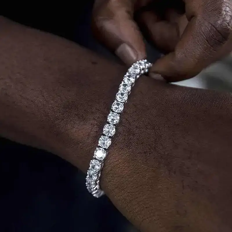 Hip Hop Shine Bracelet For Men Homme Trendy Punk Zirconia Couple Chain on The Hand Streetwear Jewelry