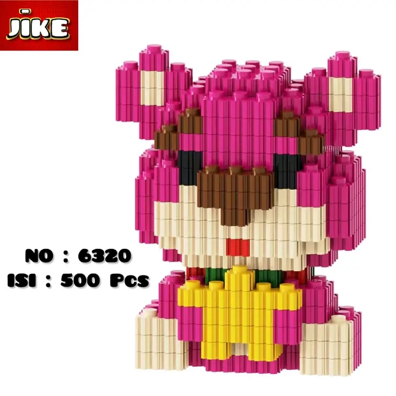 ( JiKE ) Nano Block Lotso Strawberry Mainan Blok Lucu Mainan Disney Toys DIY 3D Puzzle Girl / Paket Kado Bear Plastik Kotak 6