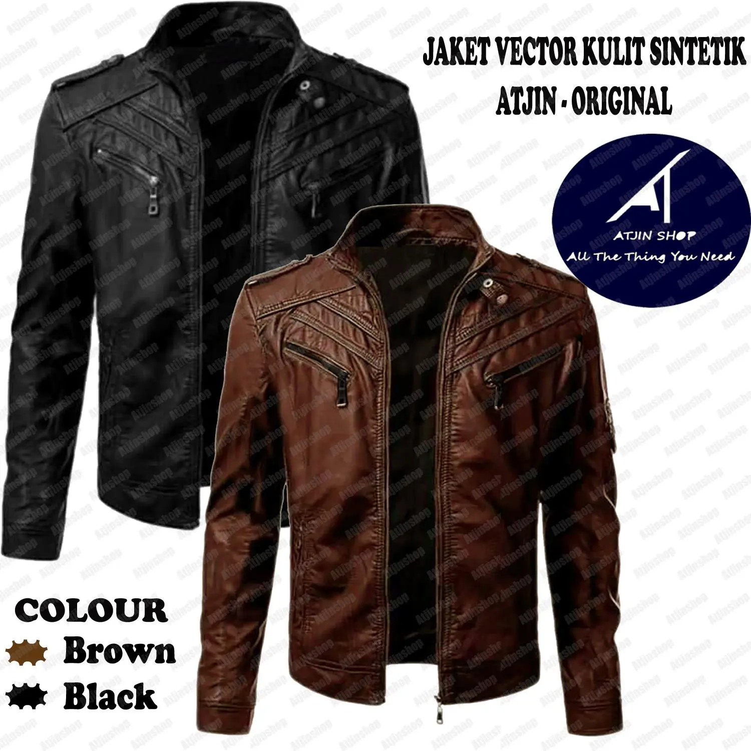 Jaket Kulit Motor Pria Wanita Model Jalanan Cboy Street Exclusive Series/ Jaket Motor Pria [ Coklat Hitam ]