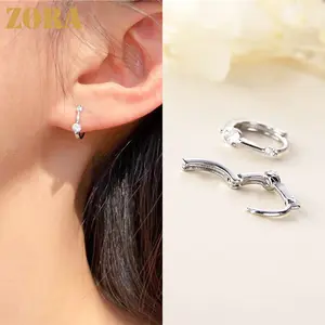 ZORA Jewelry Anting Titaniun Zircon Korea Earrings Perak Sederhana Giwang Tindik Perhiasan R027