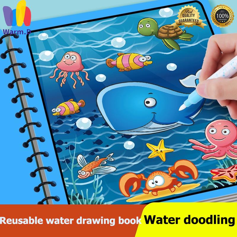 Sách Vẽ Nước Kỳ Diệu - Sách Tô Màu Và Vẽ Nguệch Ngoạc Bằng Nước Có Thể Tái Sử Dụng Cho Bé Trai Và Bé Gái, Đồ Chơi Giáo Dục Cho Trẻ Mới Biết Đi Và Trẻ Mẫu Giáo