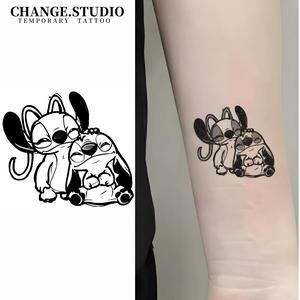 Xăm Tạm Thời, Thiết Kế Hình Xăm Stitch, Kéo Dài Trong 15 Ngày, Không Thấm Nước, Không Lo Bị Ma Sát, Đi Kèm Với Miếng Dán Hình Xăm