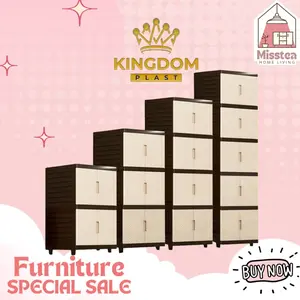 [READY STOCK] LEMARI PLASTIK JUMBO SERBAGUNA KINGDOM PLAST VIRUS / VRZ / RAK SUSUN BAJU / PAKAIAN / BUKU / HELM / SEPATU PAKAIAN PLASTIK ROTAN SERBAGUNA 2 / 3 / 4 / 5 SUSUN Furniture Pintu