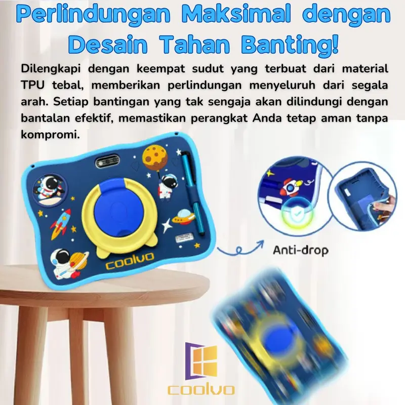COOLVO C07-New TABLET ANDROID 2025 Versi 13 Pink Biru Blue Layar FULL HD 4/64GB Anti Radiasi Tab Edukasi Belajar Game Bermain Edukasi 7