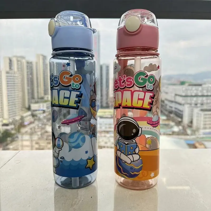Momwell Botol Minum Anak 700ML BPA Free Anti Bocor Sport Bottle Kids Botol Air Motif Astronot SC01 tumbler  kopi botol tumbler tahan panas dingin  import 6