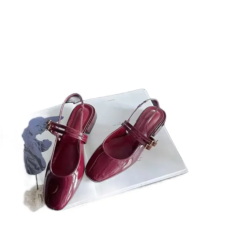 Sepatu Wanita DOOBY Mary Jane Gesper Dua 3 cm Sintetis Tinggi Elegan Glossy Mudah Dibersihkan shoes coquette Heels Selempang New 8