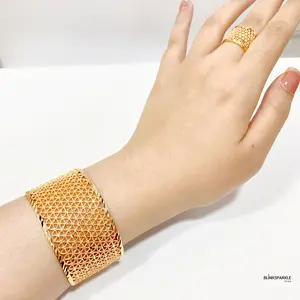 Gelang Bangle Dubai Model Ukir Jeruk Satu Set Gelang Cincin Lapis Emas - Perhiasan Wanita Kualitas Premium - Awet Anti Luntur Anti Karat