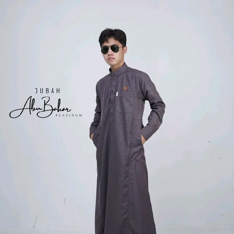 Jubah Slimfit Abu Bakar  Platinum Royal - Gamis Umroh Muslim Pria 7