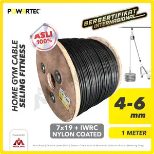 Seling Fitness / Home Gym Cable 7x19 IWRC 4-6mm POWERTEC  - 1 Meter