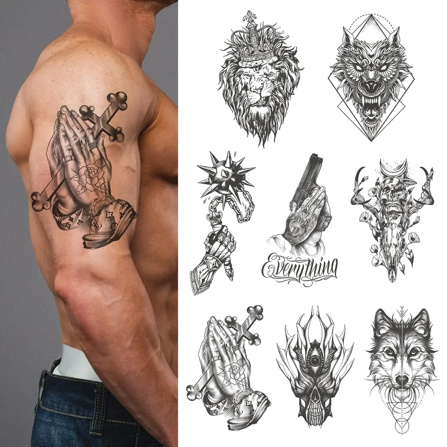 8 large Temporary Stickers 3D Tattoo Juice Plant Life Like Tattoos Lasting 2 Weeks Sexy Pattern Fake Arm Body Art Stickers